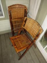 (15) Bamboo & Wicker Folding Chairs