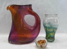 (3) Pieces of Art Glass, Zimmerman Paperweight