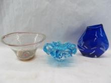 (3) Pieces of Art Glass