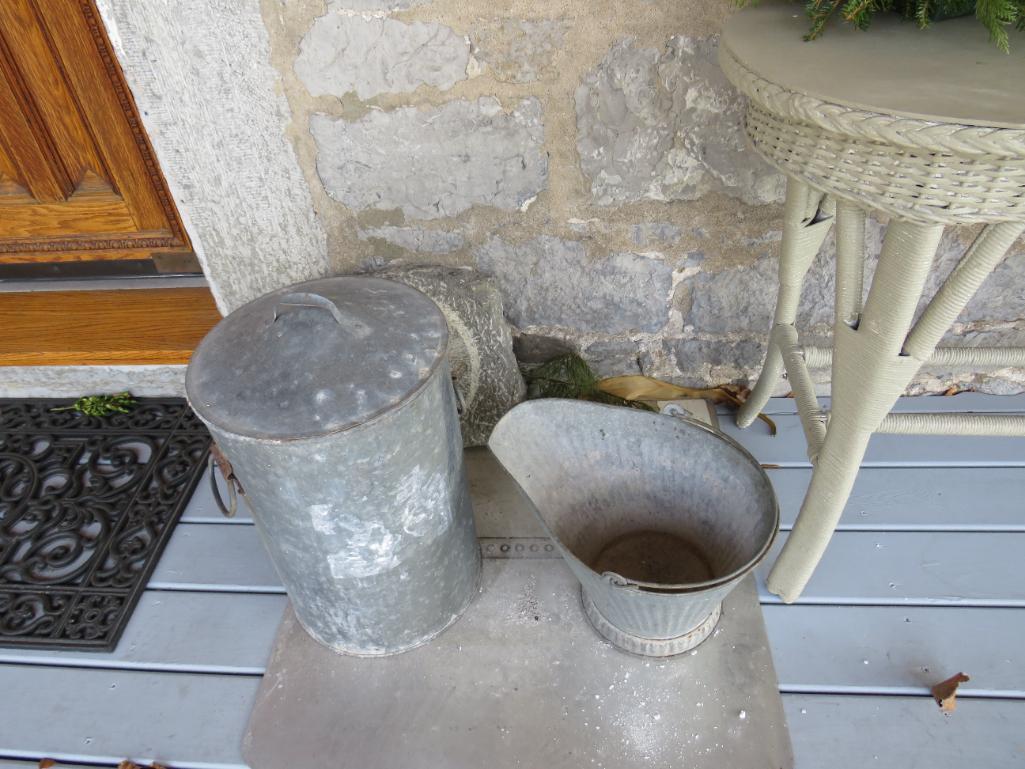 (2) Galvanized Ash Buckets