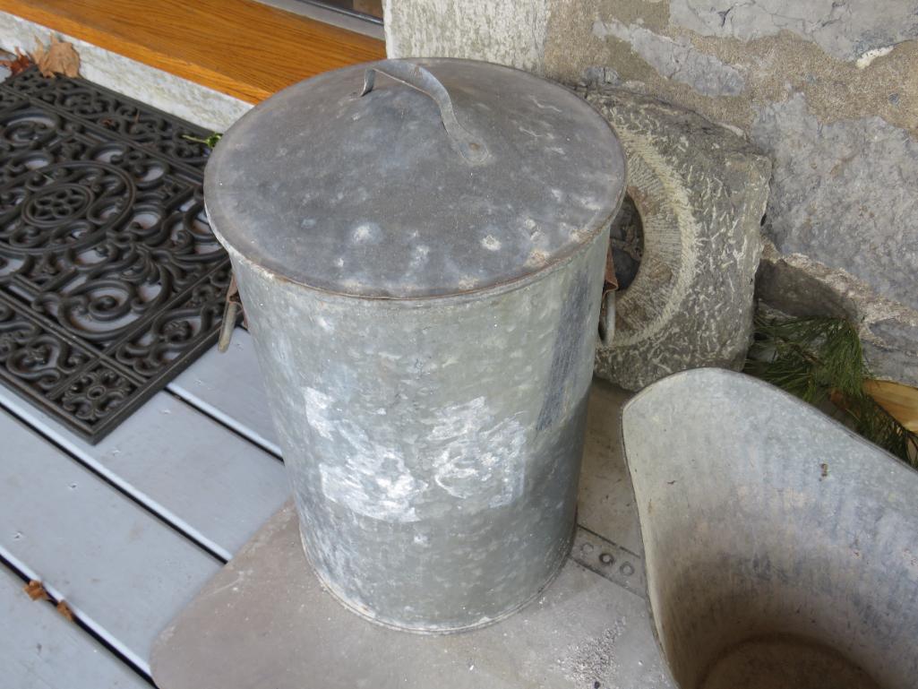 (2) Galvanized Ash Buckets