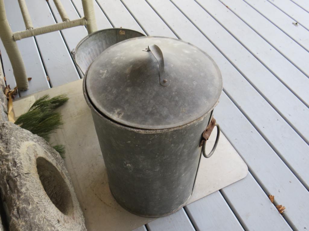 (2) Galvanized Ash Buckets