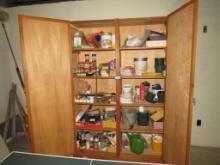 2-Door Wooden Cabinet & Contents