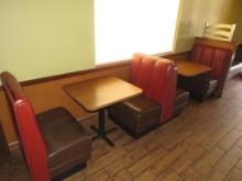 Wood Leather Booth Seating Set