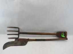 Vintage Pitch Fork & Brush Axe