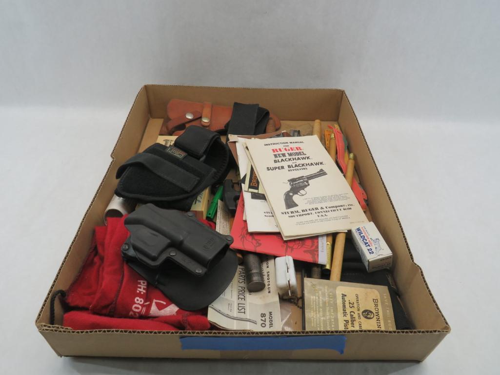 Asst. Holsters, Cleaning Rods, Ephemera etc.