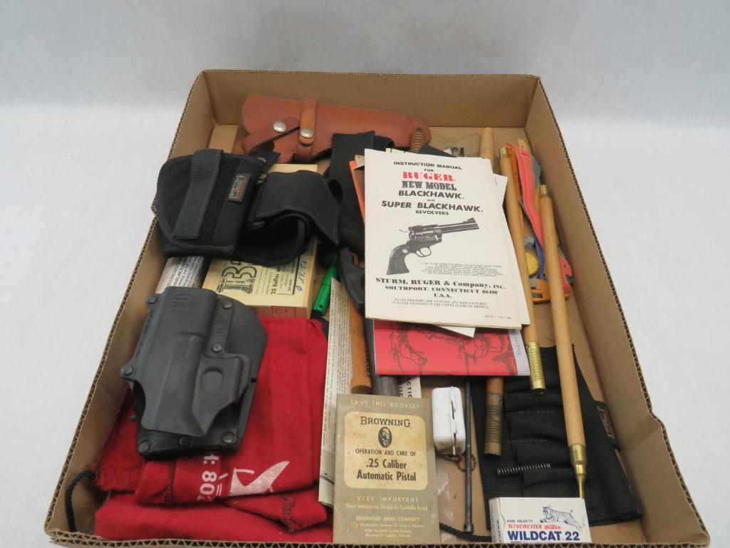 Asst. Holsters, Cleaning Rods, Ephemera etc.