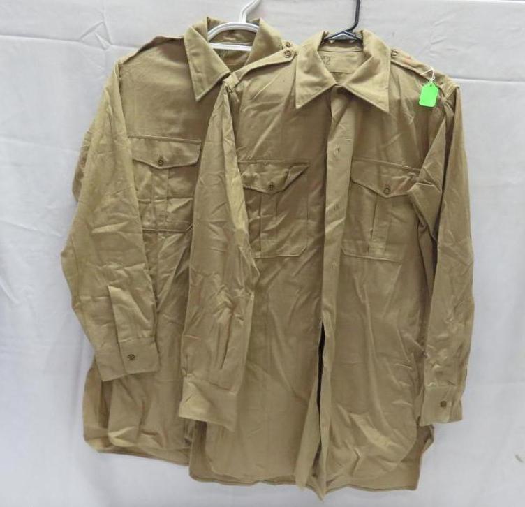 (2) U.S. Navy Long Sleeve BDU Tan Tops