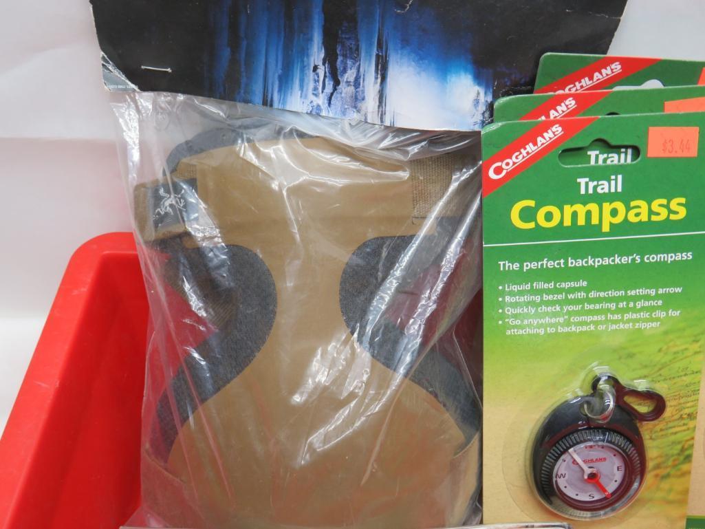 Qty of Trail Compasses, Butterfly Screws, Knee Caps & Ponchos