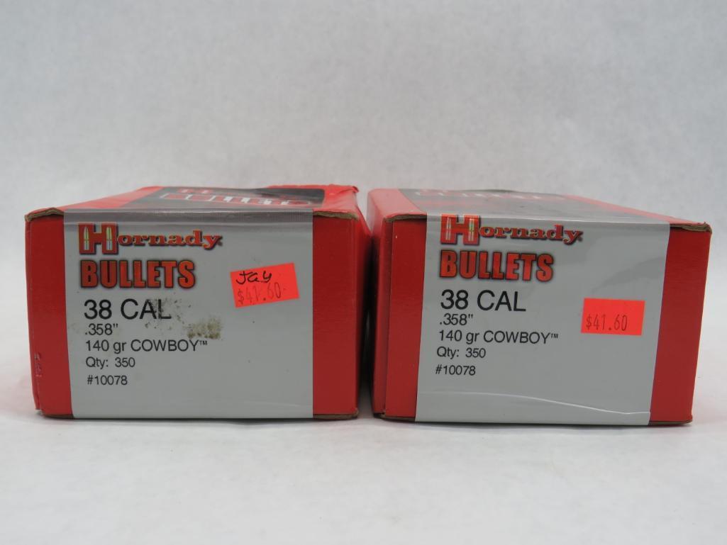 (2) Boxes of Hornady 38 Cal 140 gr Bullets