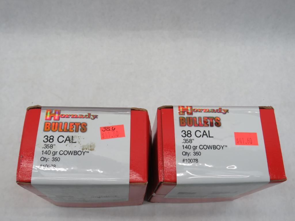 (2) Boxes of Hornady 38 Cal 140 gr Bullets