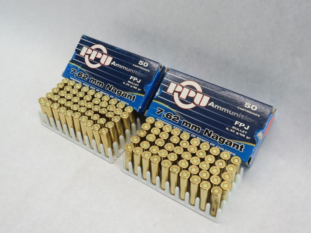 (100) Cartridges of PPU 7,62mm Nagant