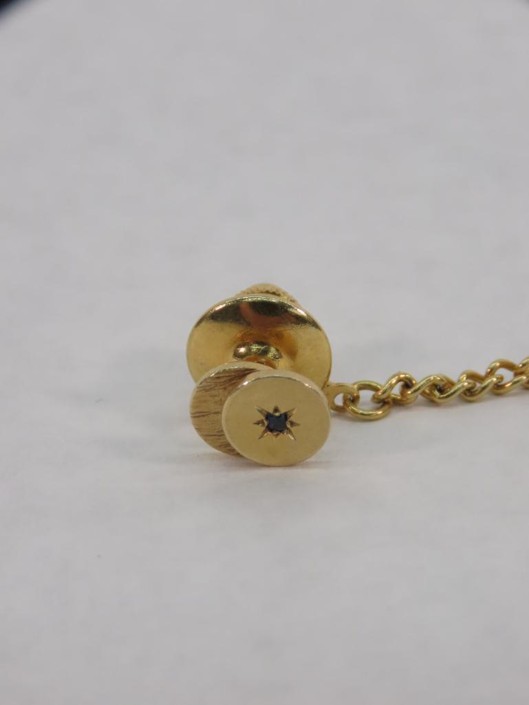 14K Yellow Gold & Sapphire Lapel Pin