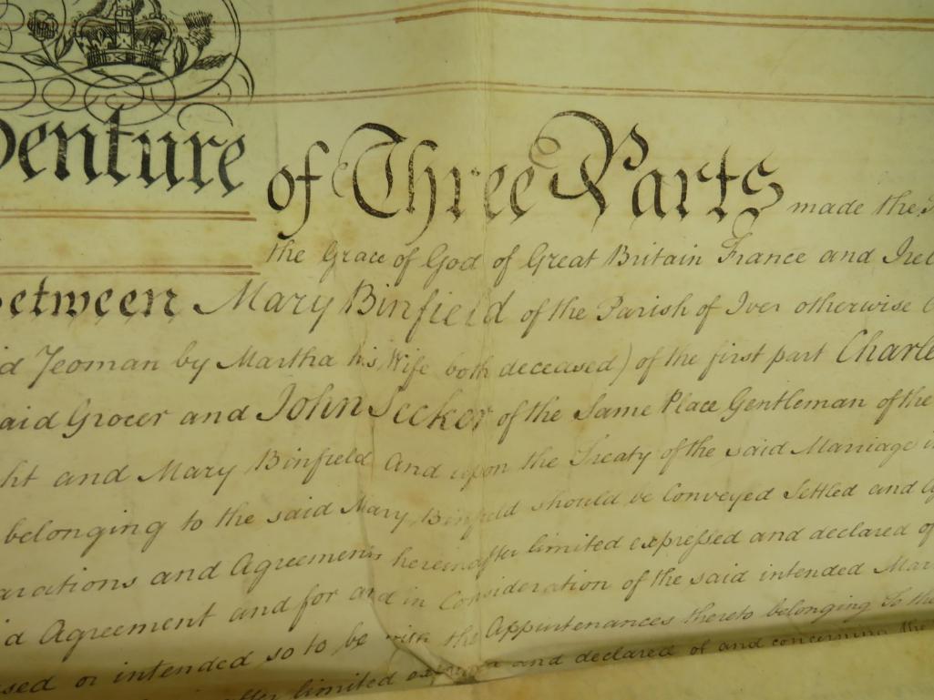 1789 Vellum English Marriage Settlement