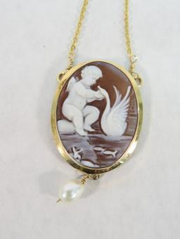 14K Yellow Gold & Cameo Necklace