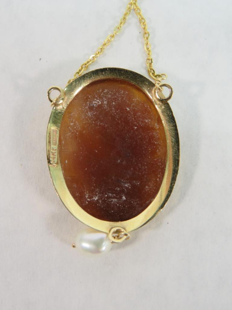 14K Yellow Gold & Cameo Necklace