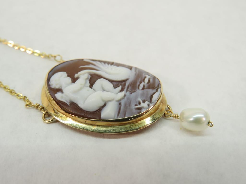 14K Yellow Gold & Cameo Necklace