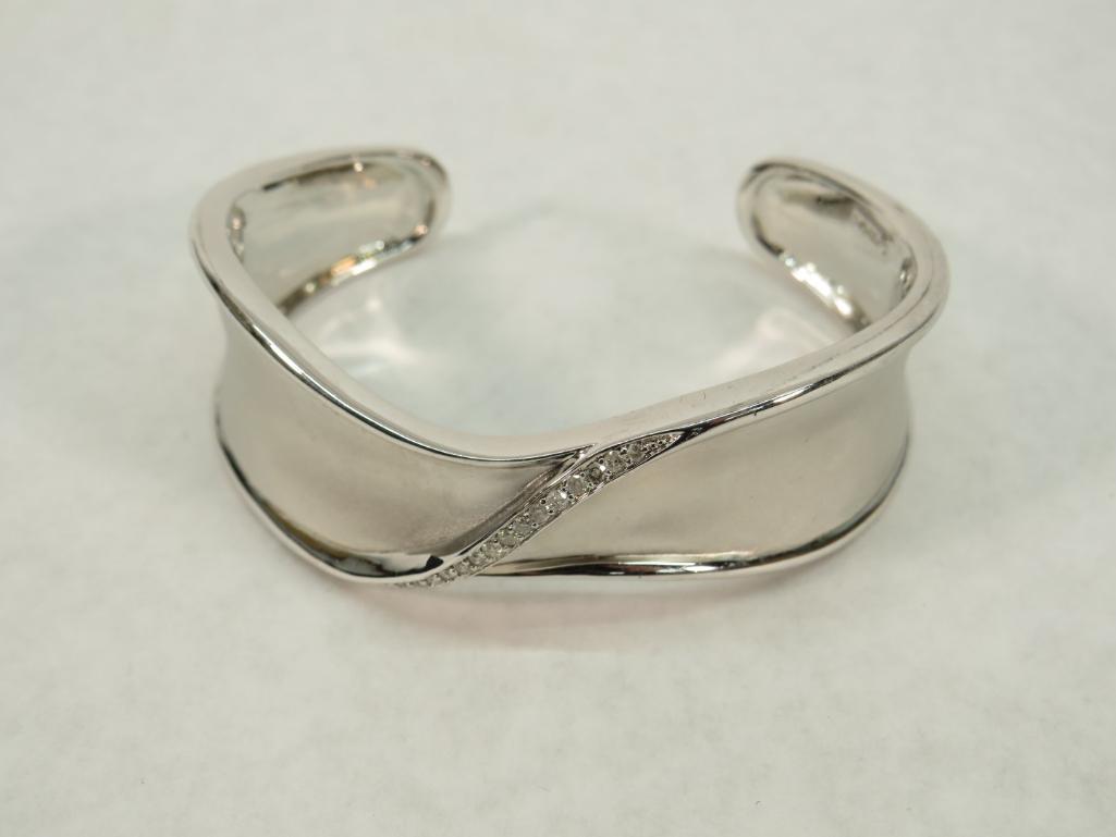 Sterling Silver & Diamond Bracelet and Earring Set