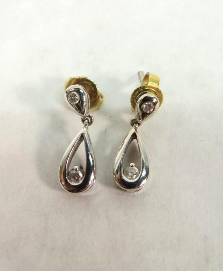 Pair of 14K White Gold & Diamond Earrings