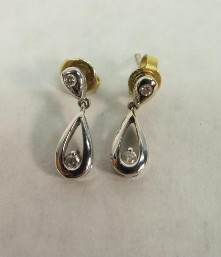 Pair of 14K White Gold & Diamond Earrings