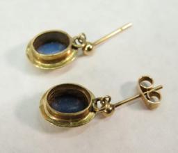 Pair of 14K Yellow Gold & Opal earrings