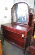 Mahogany 3-Drawer Chest w/Mirror