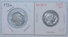 (2) Buffalo Nickels