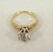 14K Yellow Gold & White Sapphire Ring