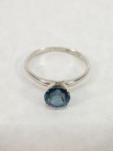 10K White Gold, Sterling Silver & Blue Topaz Ring