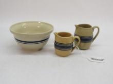 Stoneware Bowl & (2) Pitchers