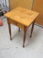 Antique Turned Leg One Drawer Stand