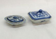 (2) Canton Blue and White Porcelain Serving Dishes