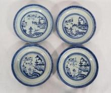 (4) Canton Blue and White Porcelain Plates