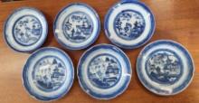 (6) Canton Blue and White Porcelain Plates