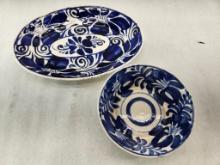 Mexican Pottery Oval Plate and Bowl