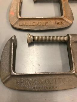 (6) Large Antique Iron C Clamps