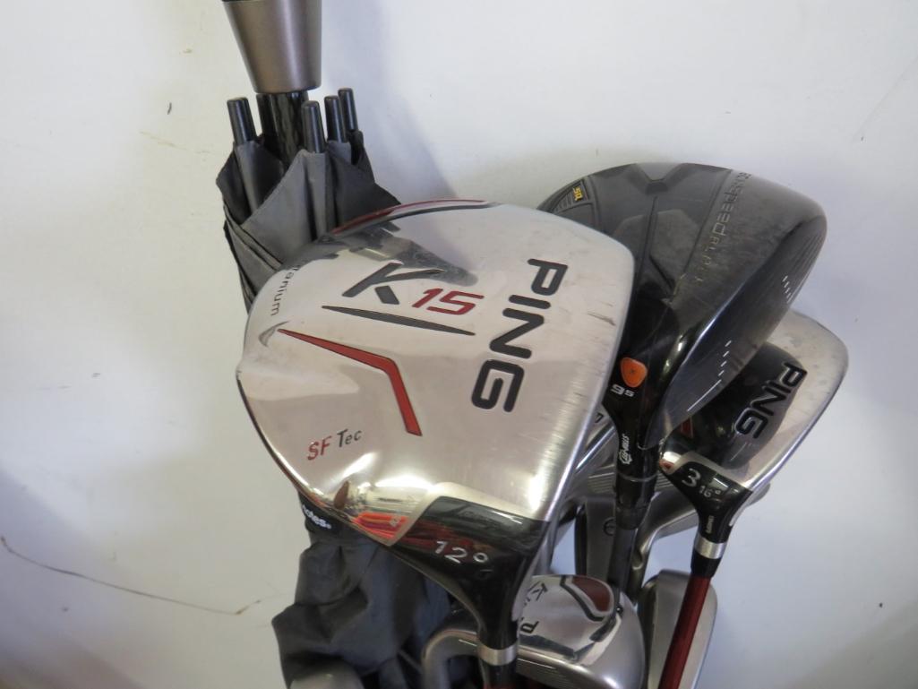 (12) Ping Golf Clubs & Bag