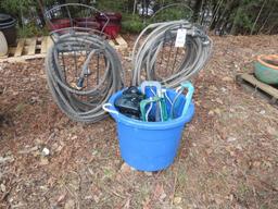 (2) Garden Hoses with Stands & (7) Sprinklers