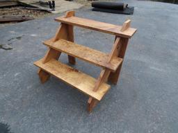 (8) 3-Tier Knock Down Pine Display Shelves