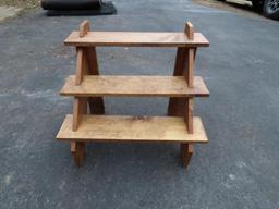 (8) 3-Tier Knock Down Pine Display Shelves