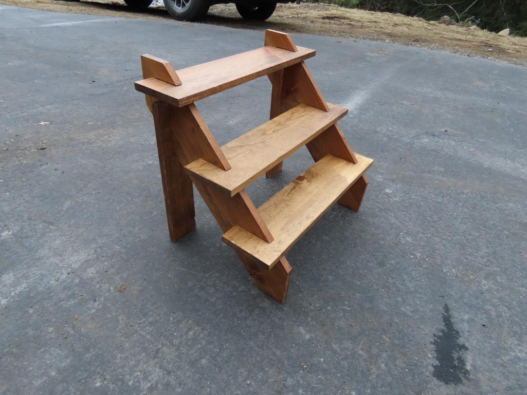 (8) 3-Tier Knock Down Pine Display Shelves