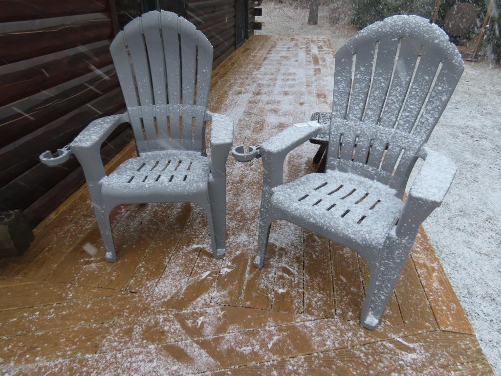 (2) Poly ADK Style Deck Chairs w/ Cup Holders