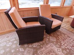 Pair of Swivel Porch Arm Chairs w/ Cushions