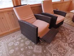 Pair of Swivel Porch Arm Chairs w/ Cushions