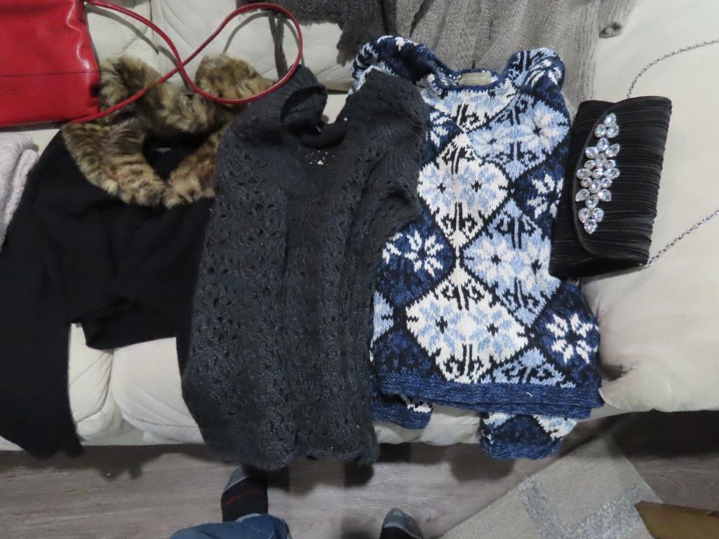 (9) Women's Sweaters & (3) Hand Bags