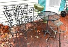 (4) Metal Chair, (3) Metal Tables (2) Planters