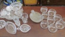 (25) Pieces inc (9) Ground Pontil Cut Finger Bowls, Hen on Nest, etc