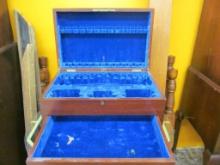 Beautiful Blue Velvet Lined Silver Chest