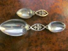 (2) Continental Silver Folding Measuring/Medicine Spoons Marked (800)