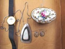 Miscellaneous Silver Group /Seiko Watch & Limoges Box